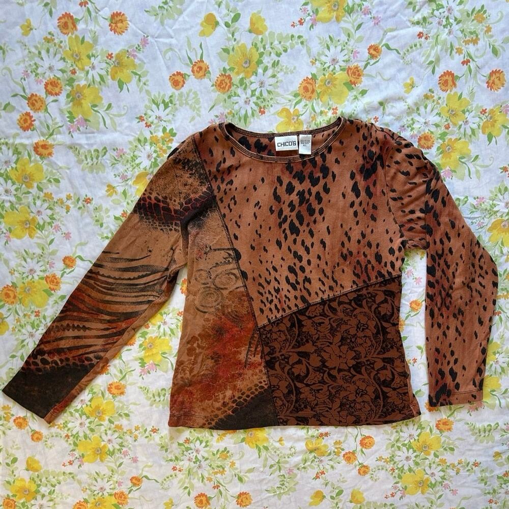 Vintage 90s animal print chico’s long sleeve tee